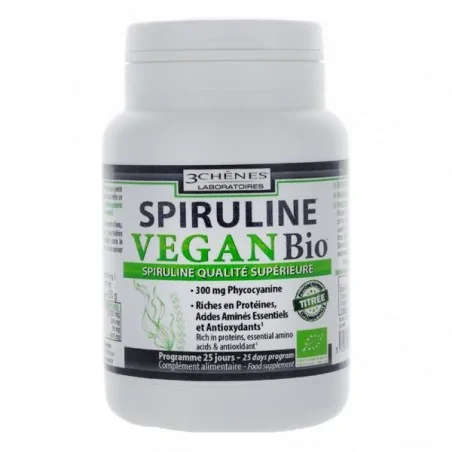 3 CHENES SPIRULINE VEGAN BIOLOGIQUE 100 COMPRIMES