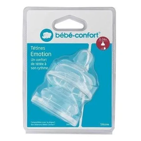 BÉBÉ CONFORT TETINES EMOTION – T.2 3 VITESSES (6/24M) – SILICONE X2 6999