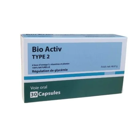 Bio Activ Type 2 Régulation de Glycémie – 30 Capsules