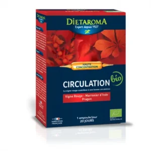 Dietaroma CIRCULATION* Vigne rouge, marronnier d'Inde, fragon bio 20 ampoules
