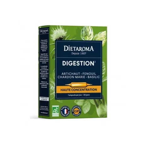 dietaroma DIGESTION* Artichaut, fenouil, basilic, chardon-marie, 20 ampoules