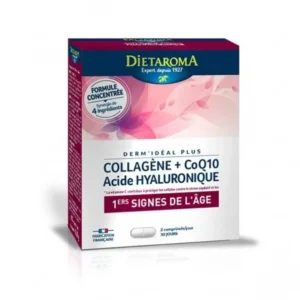 DIETAROMA Derm'Idéal Plus COLLAGENE Q10 ACIDE HYALURONIQUE Anti-Age x 60 comprimés