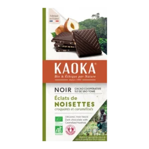 KAOKA TABLETTE DE CHOCOLAT NOIR 66% AUX ECLAT NOISETTES CARAMELISES 100G