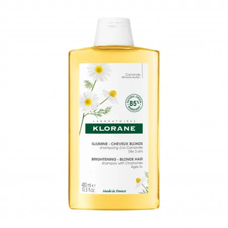 Klorane – Shampoing Reflets Blonds à la Camomille cheveux blonds à châtains – Éclaircissant 400 ml