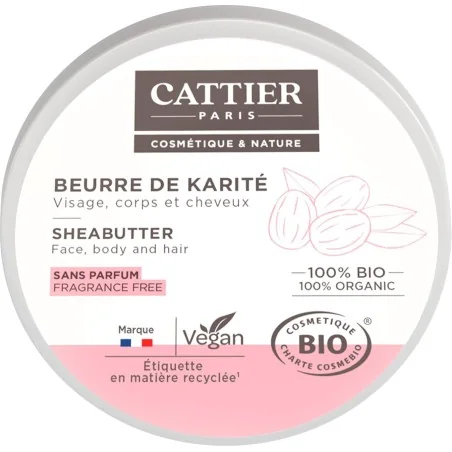 Cattier BEURRE DE KARITE – NATURE 100g