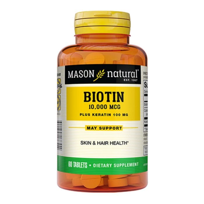 MASON NATURAL BIOTIN 10000 MCG PLUS KERATIN 100 MG 60 COMPRIMES