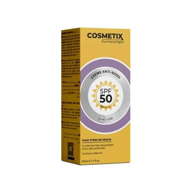 cosmetix dermatologie soin 2 en 1 anti rides spf50 50ml