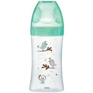 dodie biberon initiation verre 270ml vert oiseaux 0 6 m tet ronde 3 vit d2