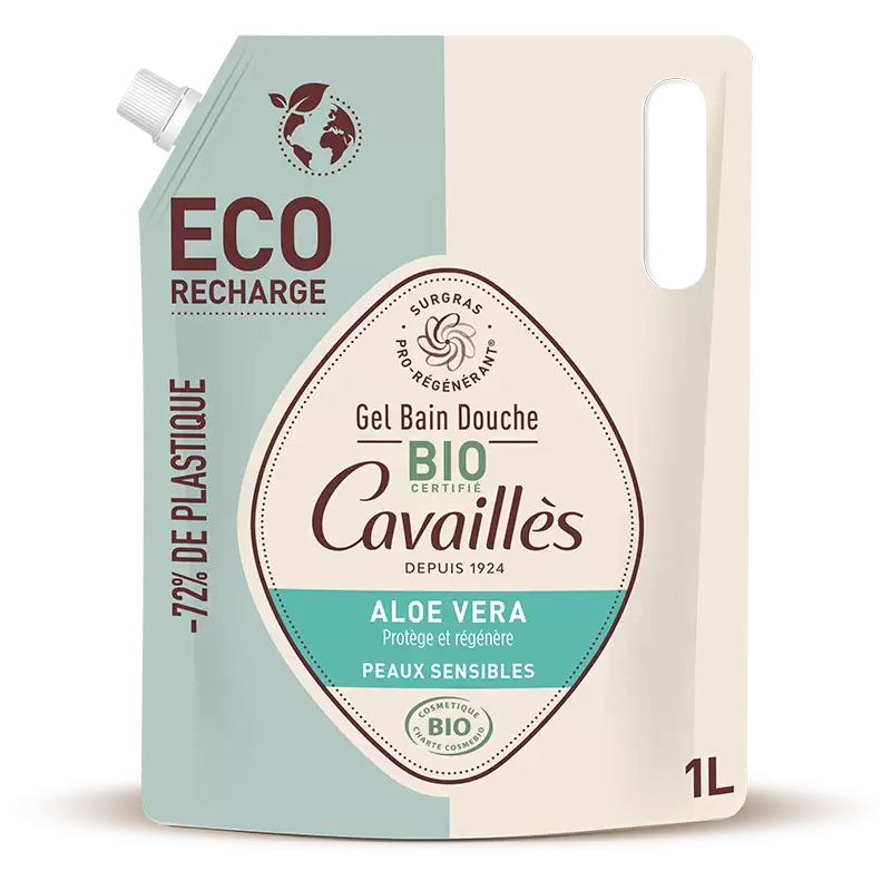 roge cavailles eco recharge aloe vera gel bain douche bio 1l