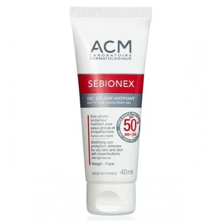 acm sebionex spf 50 gel solaire matifiant 40ml 1