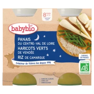 babybio panais de centre val de loire haricots verts de vendee riz de camargue 2x200g 1