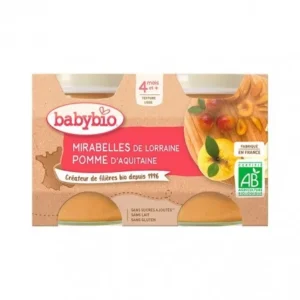 babybio petit pot mirabelle pomme 2x130g bio 1