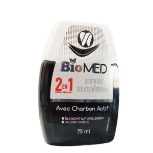 biomed biomed 2 en 1 dentifrice solution dentaire avec charbon actif 75 ml dentifrices blanchissants 1