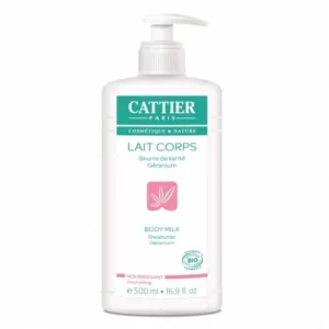 cattier lait corps nourrissant beurre de karite geranium bio flacon pompe 500ml 1