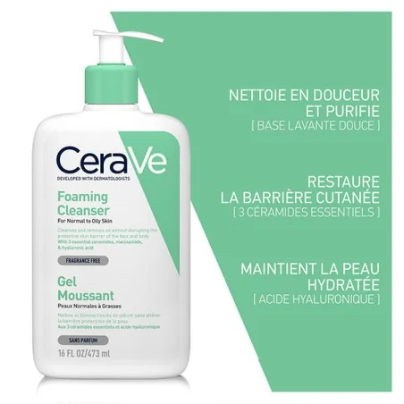 cerave gel moussant peaux normales a grasses 473ml 1