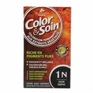 les 3 chenes color soin coloration permanente extraits vegetaux 1n noir ebene 1