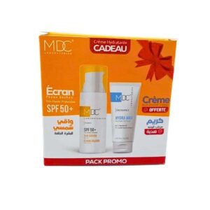 mdc pack synergy ecran solaire spf 50 peaux seches 50 ml creme hydratante hydra max 30ml offerte 1