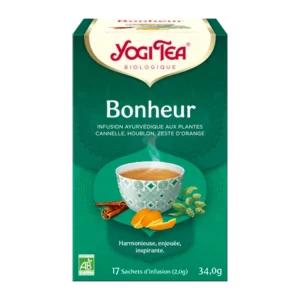 yogi tea bonheur 17x2g cannelle anis reglisse cardamome basilic lavande fenugrec 1