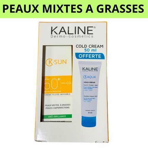 Kaline KALINE. K-SUN ECRAN SOLAIRE INVISIBLE PEUX MIXTES A GRASSES SPF50+ 50ML + COLD CREAM 50ML