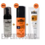 RAYONNELLE Pack 3-en-1 : Crème Solaire + Lait Corps + Mousse Nettoyante – SPF 50+