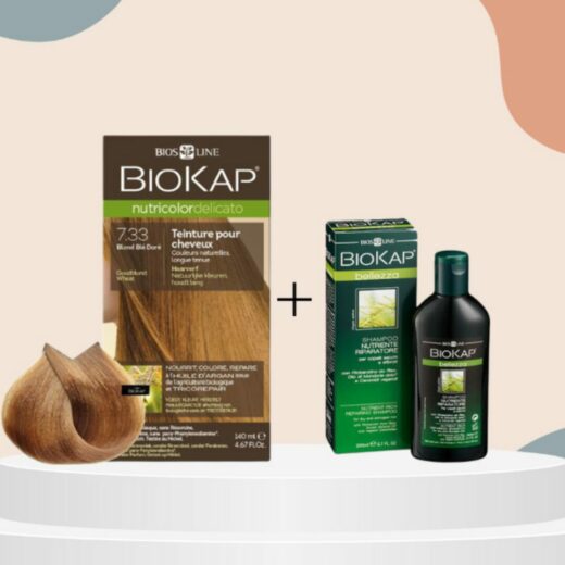 Biokap Delicato 7.33 140ml+shampoing nourissant reparateur 100ml pack – Couleur naturelle et soin éclatant