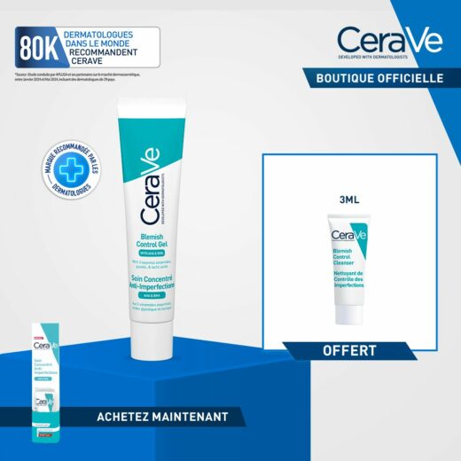 CeraVe Soin Concentré Anti-Imperfections |Peau Grasse à Tendance Acnéique | 40ml = Miniature Offerte – Couleur naturelle et soin éclatant