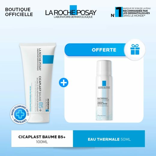 La Roche-Posay Cicaplast Baume Cicatrisant B5+ Peau Fragilisée | 100ml = Eau Thermale 100ml Offerte – Couleur naturelle et soin éclatant