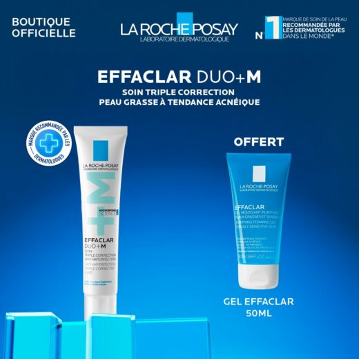 La Roche Posay Effaclar Duo+ 40ml+ Effaclar Gel Moussant 50ml Pack – Couleur naturelle et soin éclatant