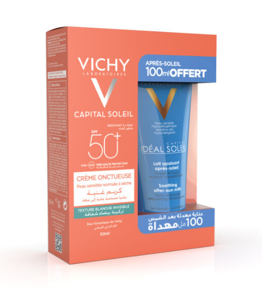 Vichy Capital Soleil Creme Onctueuse 50ml+ Apres soleil 100ml Pack – Couleur naturelle et soin éclatant