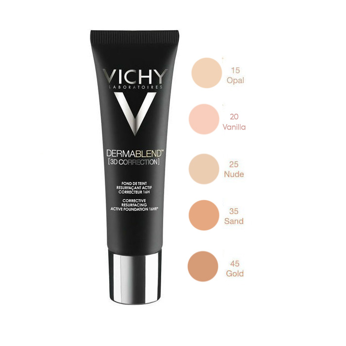 Vichy Dermablend 3D Correction Fond de Teint Resurfaçant N°15 Opal 30ml – Couleur naturelle et soin éclatant