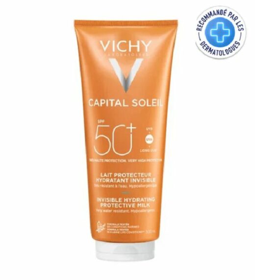 VICHY CAPITAL SOLEIL SPF50+ LAIT PROTECTEUR HYDRATANT INVISIBLE 300ML – Couleur naturelle et soin éclatant