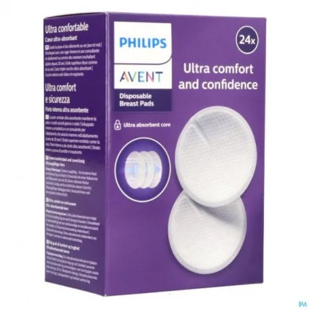 AVENT Coussinets Jetables Ultra Confort X24 - SCF254/24 – Couleur naturelle et soin éclatant