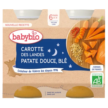 Babybio Carotte des Landes Patate Douce Blé 2x220G – Couleur naturelle et soin éclatant