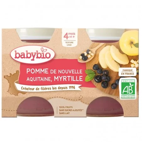 BABYBIO Petits Pots Pomme/Myrtille Bio 2x130g – Couleur naturelle et soin éclatant
