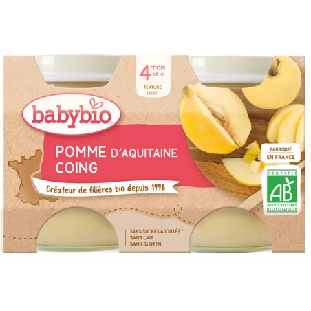 Babybio Pomme d’Aquitaine Coing 2X130G – Couleur naturelle et soin éclatant