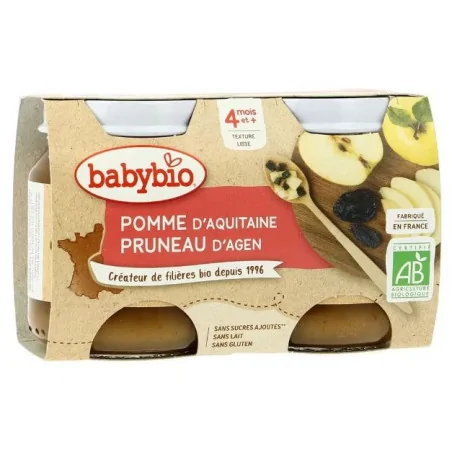BABYBIO pot pomme pruneau 2x130g – Couleur naturelle et soin éclatant
