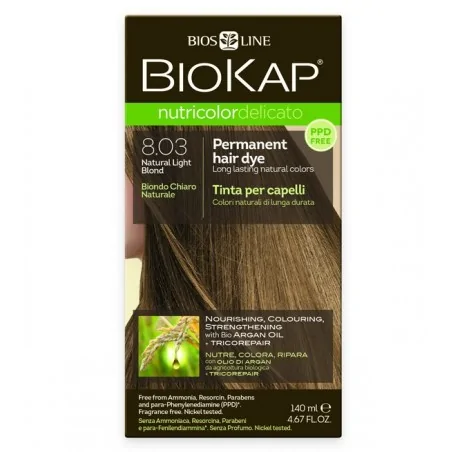 BIOKAP NUTRICOLOR DELICATO TEINTURE POUR CHEVEUX BLOND CLAIR NATUREL 8.03 – Couleur naturelle et soin éclatant
