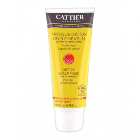Cattier MASQUE DÉTOX CUIR CHEVELU – AVANT-SHAMPOOING – Couleur naturelle et soin éclatant