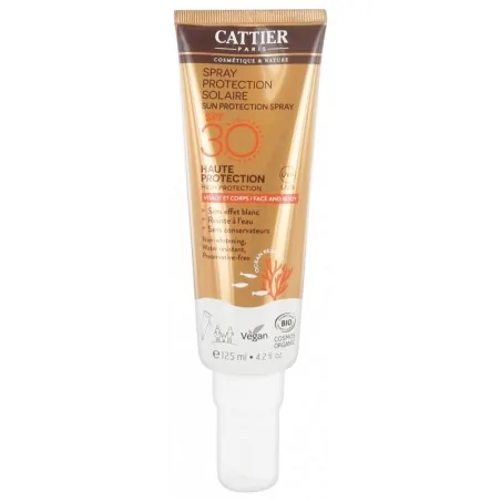 Cattier Spray Solaire Bio SPF 30 125 ml – Couleur naturelle et soin éclatant
