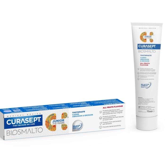 CURASEPT BIOSMALTO DENTIFRICE JUNIOR 7-12 ANS – Couleur naturelle et soin éclatant
