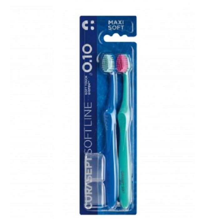 CURASEPT BROSSE A DENTS MAXI SOFT 010 BI PACK – Couleur naturelle et soin éclatant
