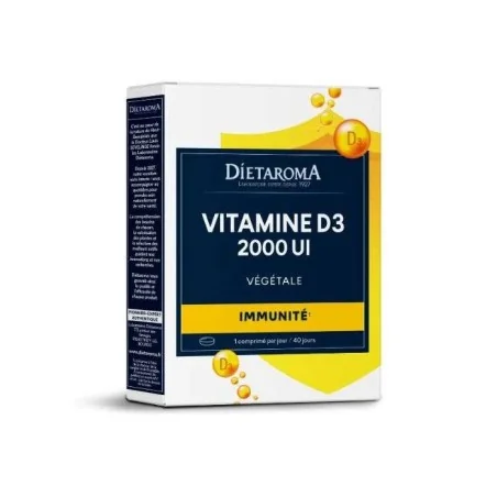Dietaroma Vitamine D3 2000UI Vegetale 40comprimes â Couleur naturelle et soin Ă©clatant