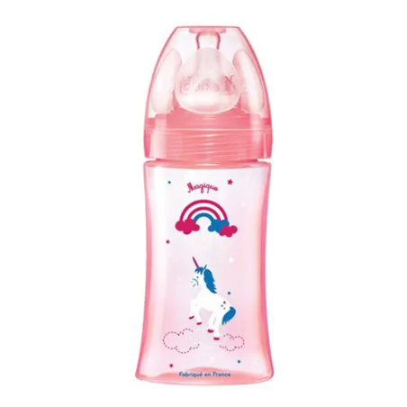 DODIE BIBERON INITIATION+ 270ML ROSE LICORNE 0-6 M TET RONDE 3 VIT D2 â Couleur naturelle et soin Ă©clatant