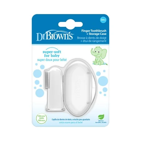 DR BROWNS BROSSE A DENTS EN SILICONE AVEC ETUI POUSSE DENTAIRE 3M+