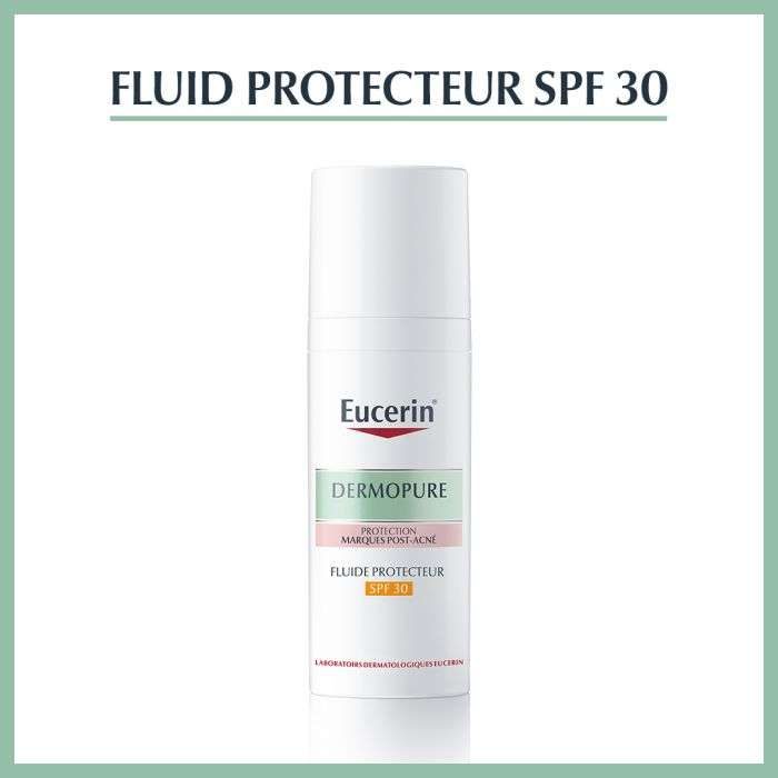 EUCERIN DERMOPURE FLUIDE PROTECTEUR SPF 30 – Couleur naturelle et soin éclatant