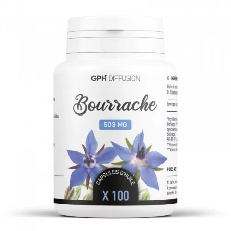 GPH DIFFUSION BOURRACHE BIO - 100 CAPSULES Ă 503 MG â Couleur naturelle et soin Ă©clatant