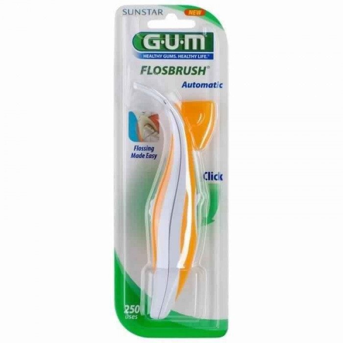 GUM FIL FLOSBRUSH MANCHE AVEC FIL INTEGRE REF 847