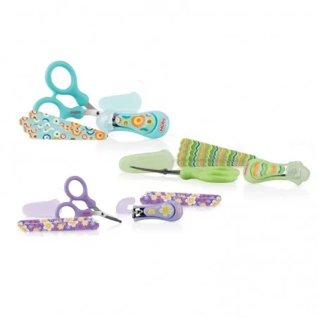 NUBY Pack Manucure de Luxe : Ciseaux, Coupe-ongle, Lime +0 mois - ID242