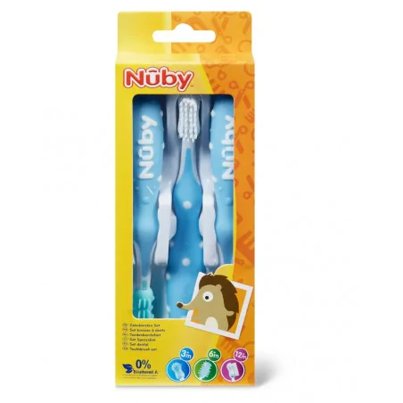 Nûby Set de Brosses à dents 3 Pièces - Bleu Ref: ID754