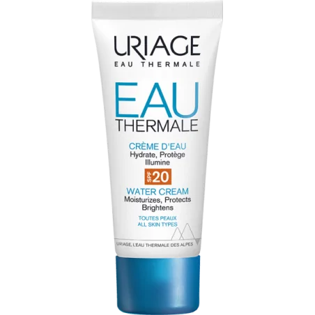 URIAGE EAU THERMALE CRÈME D’EAU LÉGÈRE SPF20 CRÈME HYDRATANTE ET PROTECTRICE 40 ML – Couleur naturelle et soin éclatant